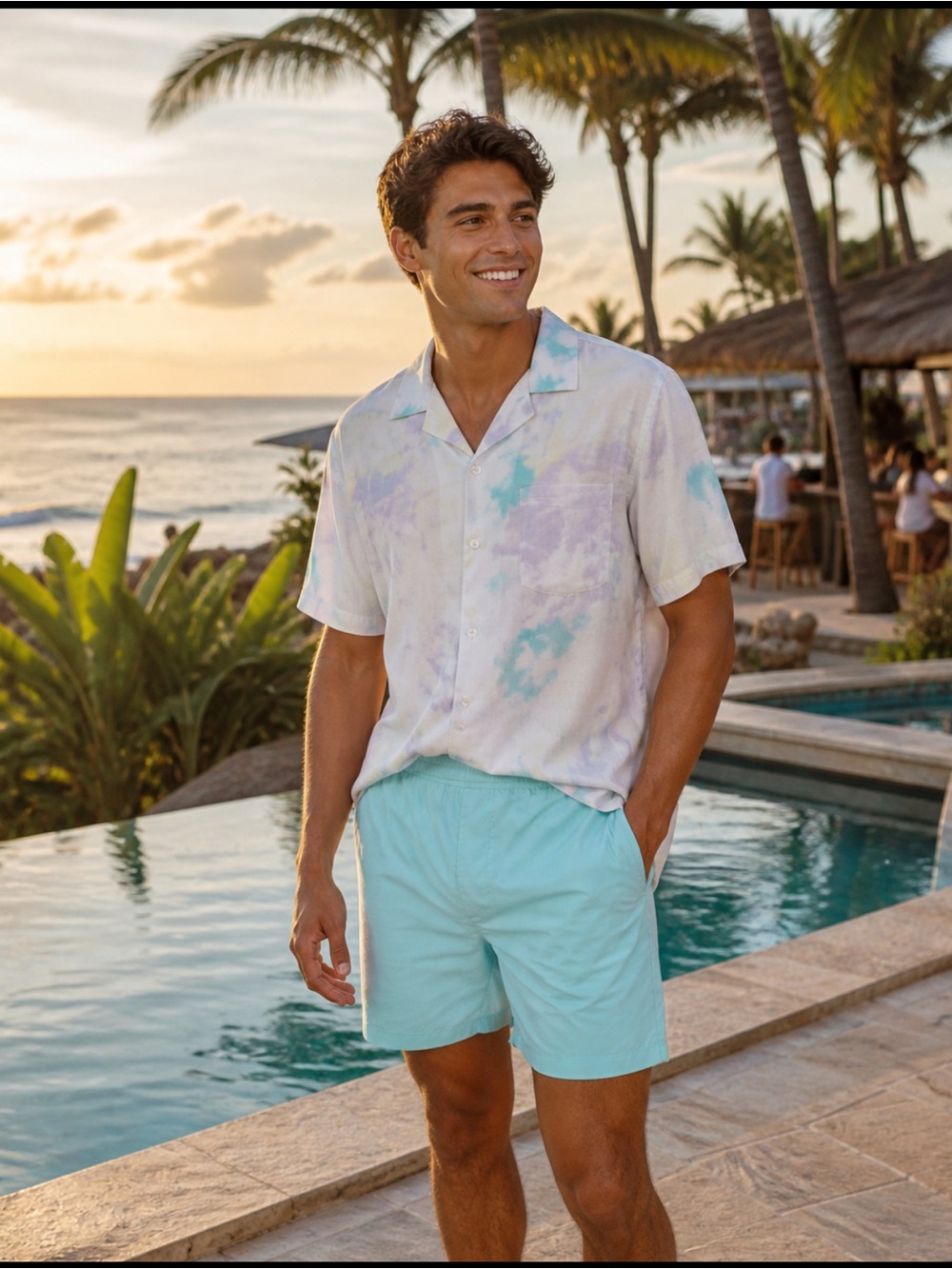 Original Use Aqua Flat-Front Men's Shorts